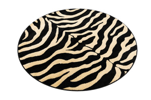 Black 4' 1 x 4' 1 Wildlife Round Area Rug Animal Print Safari Jungle Inspired Carpet for Unique Modern Interior Design for Sale at Rug Engine