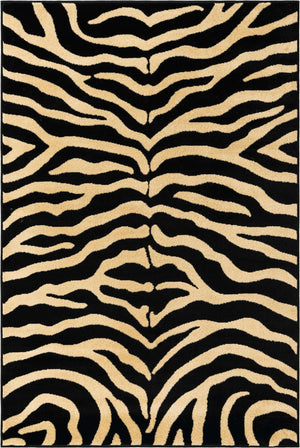 Black 4' 1 x 6' 1 Wildlife Rectangle Area Rug Animal Print Safari Jungle Inspired Carpet for Unique Modern Interior Design for Sale at Rug Engine