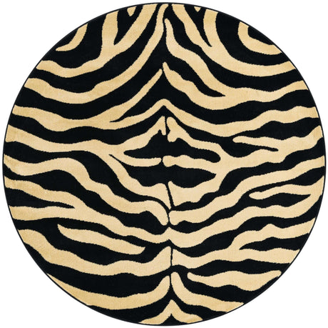 Black 5' 3 x 5' 3 Wildlife Round Area Rug Animal Print Safari Jungle Inspired Carpet for Unique Modern Interior Design for Sale at Rug Engine