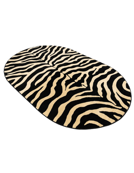 Black 5' 3 x 8' Wildlife Oval Area Rug Animal Print Safari Jungle Inspired Carpet for Unique Modern Interior Design for Sale at Rug Engine