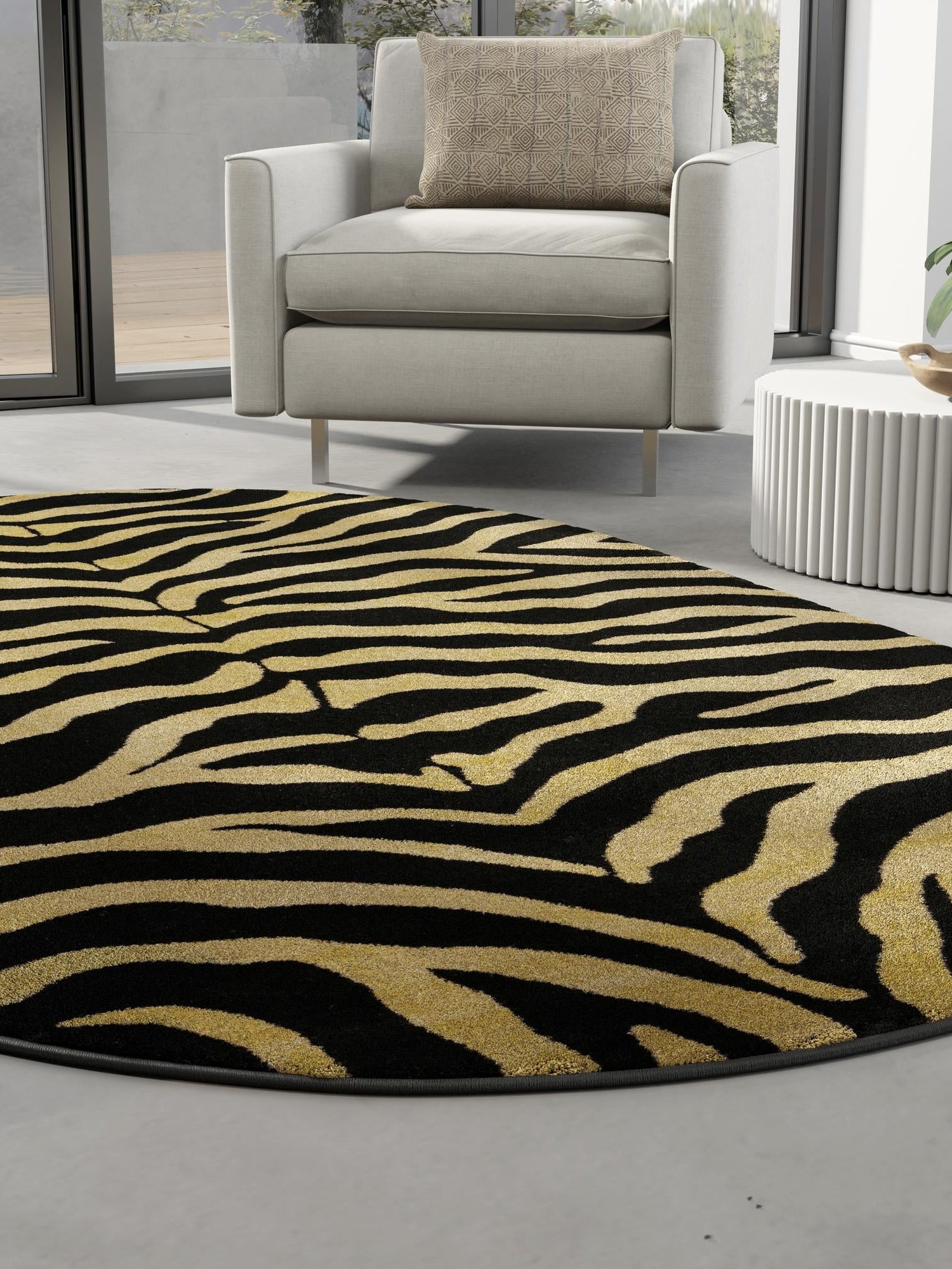 Black 4' 1 x 6' 1 Wildlife Oval Area Rug Animal Print Safari Jungle Inspired Carpet for Unique Modern Interior Design for Sale at Rug Engine