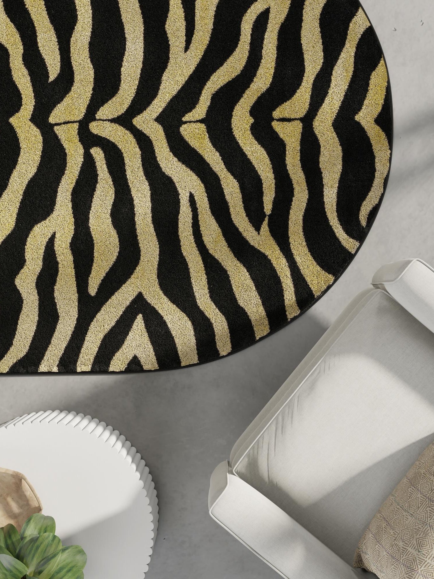 Black 4' 1 x 6' 1 Wildlife Oval Area Rug Animal Print Safari Jungle Inspired Carpet for Unique Modern Interior Design for Sale at Rug Engine