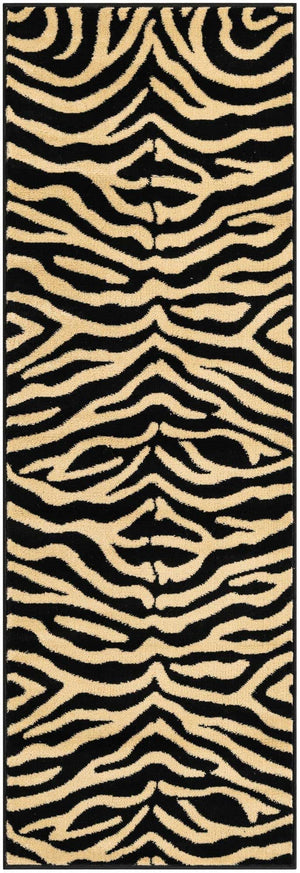Black 2' x 6' 1 Wildlife Runner Area Rug Animal Print Safari Jungle Inspired Carpet for Unique Modern Interior Design for Sale at Rug Engine