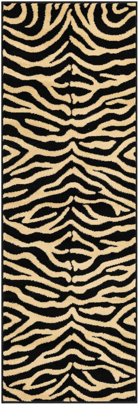 Black 2' x 6' 1 Wildlife Runner Area Rug Animal Print Safari Jungle Inspired Carpet for Unique Modern Interior Design for Sale at Rug Engine