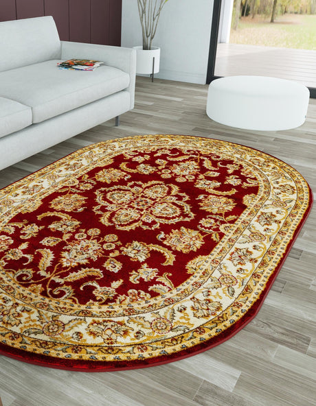 Red 4' 1 x 6' 1 Voyage Oval Area Rug Persian Inspired Classic Traditional Design Durable Carpet Mat for Home Interior Design for Sale at Rug Engine