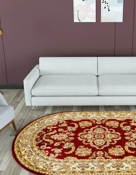 Red 5' 3 x 8' Voyage Oval Area Rug Persian Inspired Classic Traditional Design Durable Carpet Mat for Home Interior Design for Sale at Rug Engine