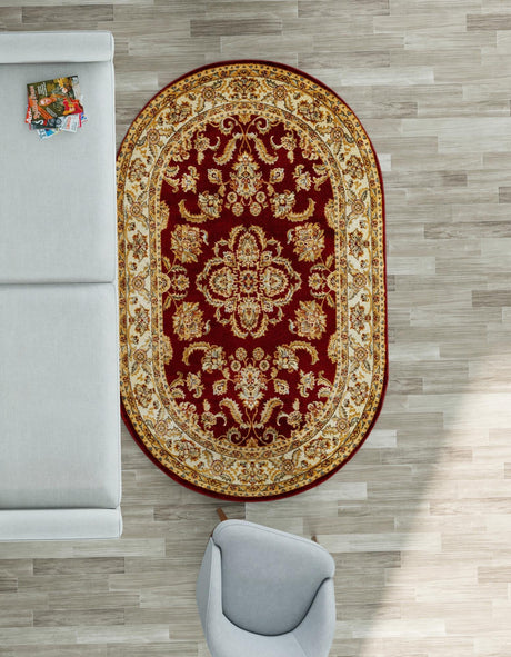 Red 4' 1 x 6' 1 Voyage Oval Area Rug Persian Inspired Classic Traditional Design Durable Carpet Mat for Home Interior Design for Sale at Rug Engine