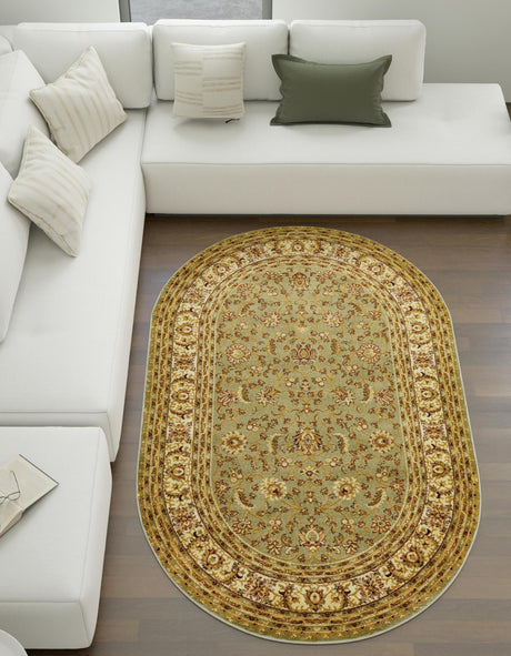 Green 4' 1 x 6' 1 Voyage Oval Area Rug Persian Inspired Classic Traditional Design Durable Carpet Mat for Home Interior Design for Sale at Rug Engine