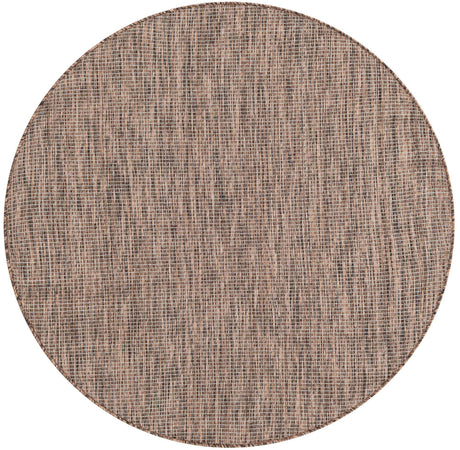 Light Brown 4' 1 x 4' 1 Outdoor Solid Round Rug
