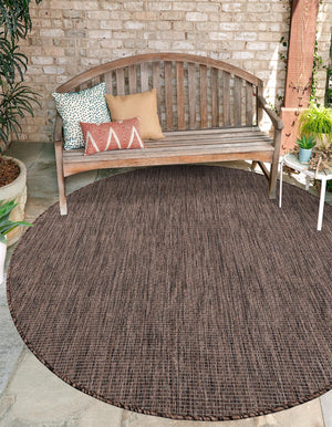 Light Brown 6' 1 x 6' 1 Outdoor Solid Round Area Rug Weather Resistant for Patio, Deck, Terrace, Balcony, Porch 100% Polypropylene Minimalist Waterproof Carpet for Sale at Rug Engine