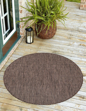 Light Brown 7' 10 x 7' 10 Outdoor Solid Round Area Rug Weather Resistant for Patio, Deck, Terrace, Balcony, Porch 100% Polypropylene Minimalist Waterproof Carpet for Sale at Rug Engine