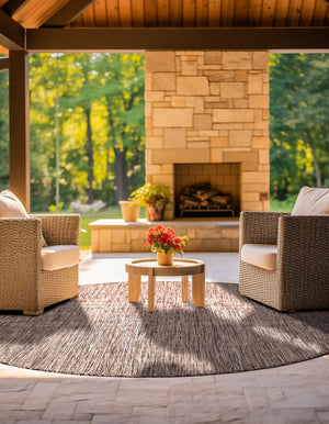 Light Brown 3' 1 x 3' 1 Outdoor Solid Round Area Rug Weather Resistant for Patio, Deck, Terrace, Balcony, Porch 100% Polypropylene Minimalist Waterproof Carpet for Sale at Rug Engine