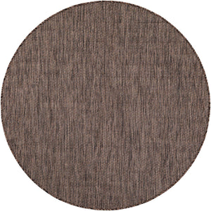 Light Brown 5' 3 x 5' 3 Outdoor Solid Round Area Rug Weather Resistant for Patio, Deck, Terrace, Balcony, Porch 100% Polypropylene Minimalist Waterproof Carpet for Sale at Rug Engine