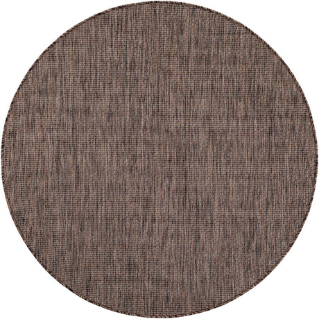 Light Brown 5' 3 x 5' 3 Outdoor Solid Round Rug