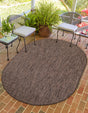 Light Brown 5' 3 x 8' Outdoor Solid Oval Area Rug Weather Resistant for Patio, Deck, Terrace, Balcony, Porch 100% Polypropylene Minimalist Waterproof Carpet for Sale at Rug Engine