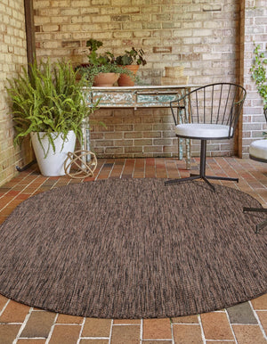 Light Brown 4' 1 x 6' 1 Outdoor Solid Oval Rug