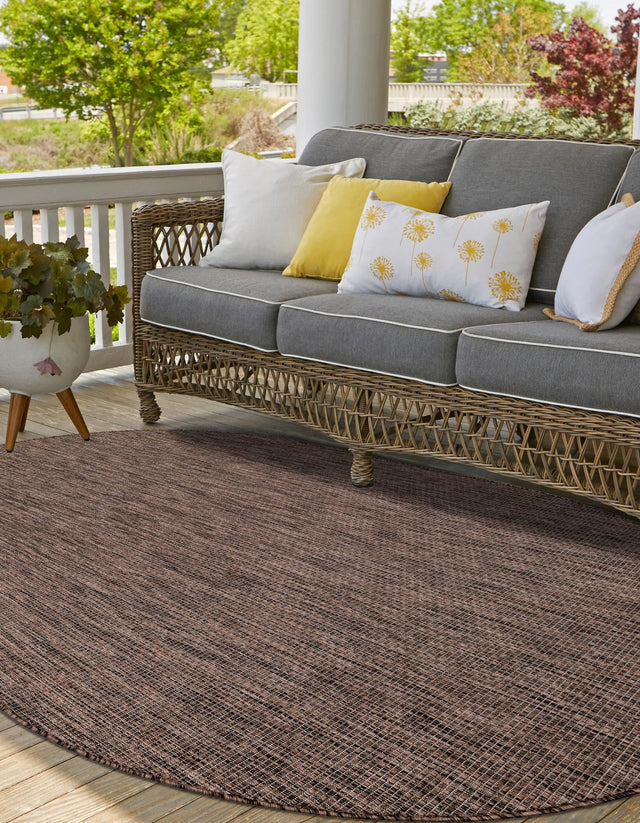 Light Brown 4' 1 x 6' 1 Outdoor Solid Oval Rug
