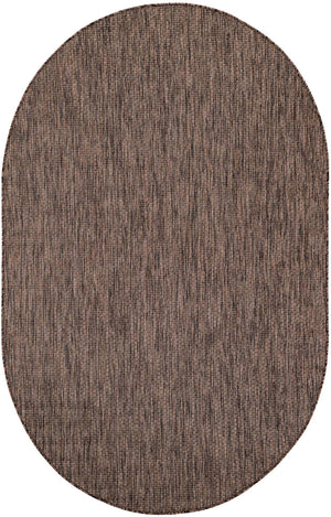 Light Brown 5' 3 x 8' Outdoor Solid Oval Area Rug Weather Resistant for Patio, Deck, Terrace, Balcony, Porch 100% Polypropylene Minimalist Waterproof Carpet for Sale at Rug Engine