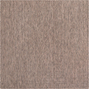 Light Brown 7' 10 x 7' 10 Outdoor Solid Square Area Rug Weather Resistant for Patio, Deck, Terrace, Balcony, Porch 100% Polypropylene Minimalist Waterproof Carpet for Sale at Rug Engine