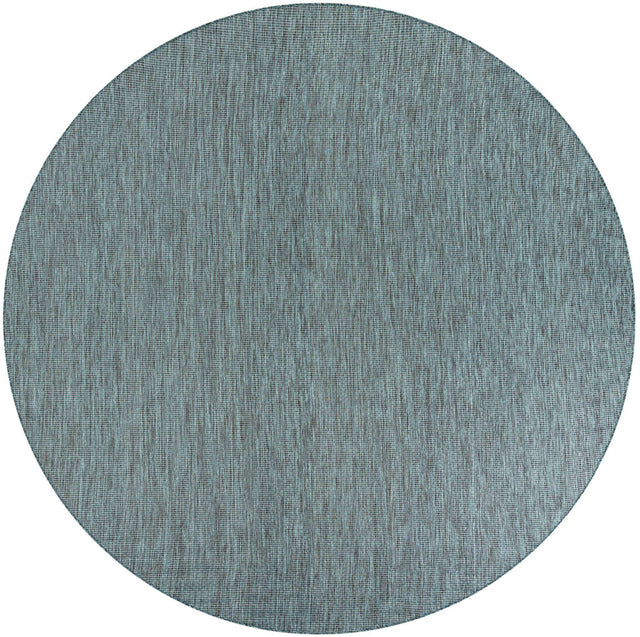 Teal 10' x 10' Outdoor Solid Round Area Rug Weather Resistant for Patio, Deck, Terrace, Balcony, Porch 100% Polypropylene Minimalist Waterproof Carpet for Sale at Rug Engine