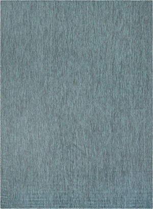 Teal 10' x 14' 1 Outdoor Solid Rectangle Area Rug Weather Resistant for Patio, Deck, Terrace, Balcony, Porch 100% Polypropylene Minimalist Waterproof Carpet for Sale at Rug Engine
