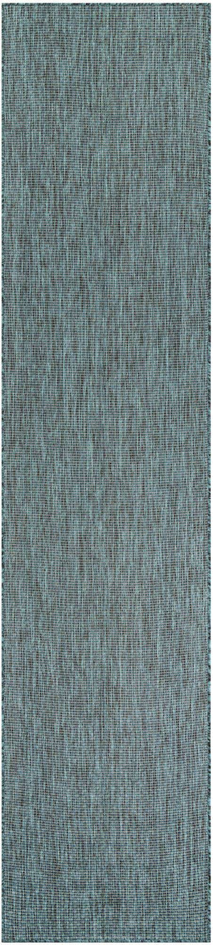 Teal 2' 7 x 12' Outdoor Solid Runner Area Rug Weather Resistant for Patio, Deck, Terrace, Balcony, Porch 100% Polypropylene Minimalist Waterproof Carpet for Sale at Rug Engine