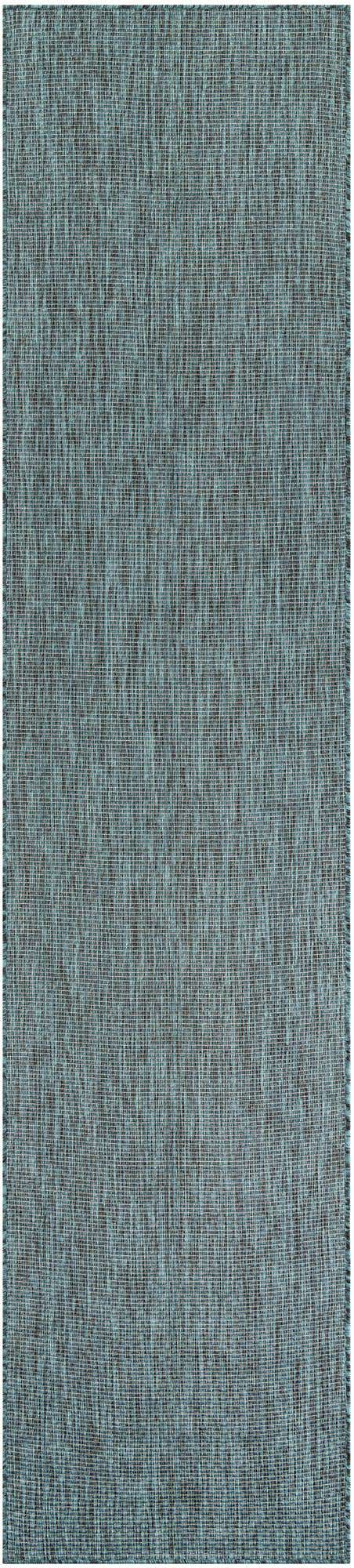 Teal 2' 7 x 12' Outdoor Solid Runner Area Rug Weather Resistant for Patio, Deck, Terrace, Balcony, Porch 100% Polypropylene Minimalist Waterproof Carpet for Sale at Rug Engine