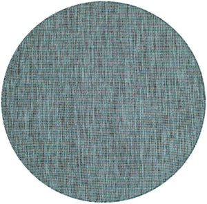 Teal 4' 1 x 4' 1 Outdoor Solid Round Area Rug Weather Resistant for Patio, Deck, Terrace, Balcony, Porch 100% Polypropylene Minimalist Waterproof Carpet for Sale at Rug Engine