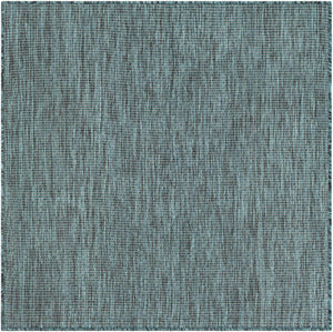 Teal 4' 1 x 4' 1 Outdoor Solid Square Area Rug Weather Resistant for Patio, Deck, Terrace, Balcony, Porch 100% Polypropylene Minimalist Waterproof Carpet for Sale at Rug Engine