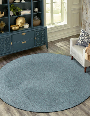 Teal 12' x 12' Outdoor Solid Round Area Rug Weather Resistant for Patio, Deck, Terrace, Balcony, Porch 100% Polypropylene Minimalist Waterproof Carpet for Sale at Rug Engine