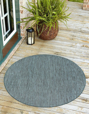 Teal 12' x 12' Outdoor Solid Round Area Rug Weather Resistant for Patio, Deck, Terrace, Balcony, Porch 100% Polypropylene Minimalist Waterproof Carpet for Sale at Rug Engine