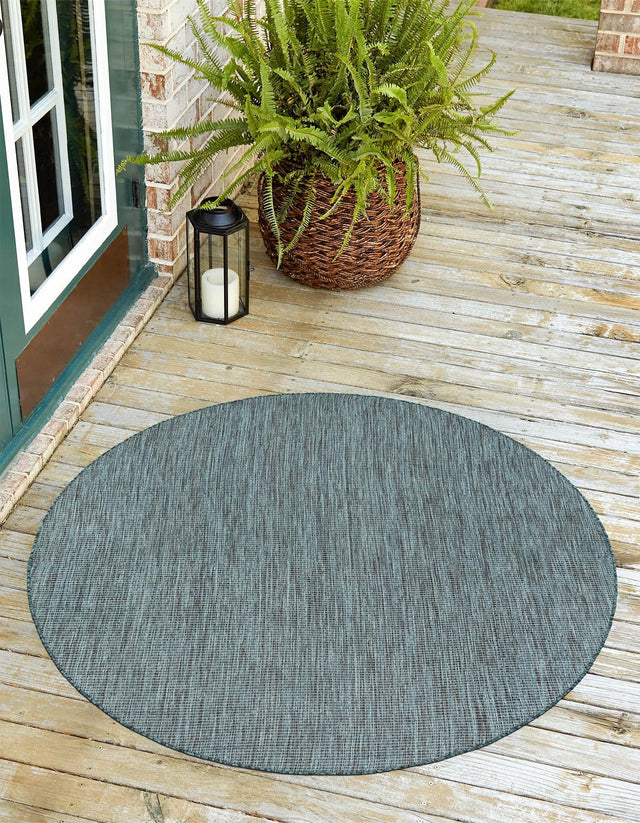Teal 12' x 12' Outdoor Solid Round Area Rug Weather Resistant for Patio, Deck, Terrace, Balcony, Porch 100% Polypropylene Minimalist Waterproof Carpet for Sale at Rug Engine