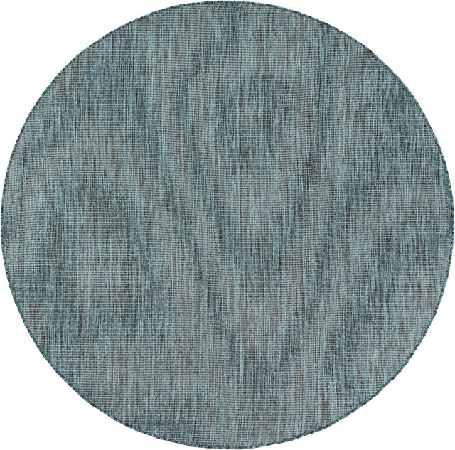 Teal 5' 3 x 5' 3 Outdoor Solid Round Area Rug Weather Resistant for Patio, Deck, Terrace, Balcony, Porch 100% Polypropylene Minimalist Waterproof Carpet for Sale at Rug Engine