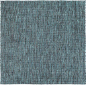 Teal 5' 3 x 5' 3 Outdoor Solid Square Area Rug Weather Resistant for Patio, Deck, Terrace, Balcony, Porch 100% Polypropylene Minimalist Waterproof Carpet for Sale at Rug Engine