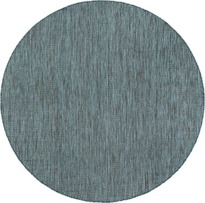Teal 6' 1 x 6' 1 Outdoor Solid Round Area Rug Weather Resistant for Patio, Deck, Terrace, Balcony, Porch 100% Polypropylene Minimalist Waterproof Carpet for Sale at Rug Engine
