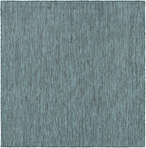 Teal 6' 1 x 6' 1 Outdoor Solid Square Area Rug Weather Resistant for Patio, Deck, Terrace, Balcony, Porch 100% Polypropylene Minimalist Waterproof Carpet for Sale at Rug Engine
