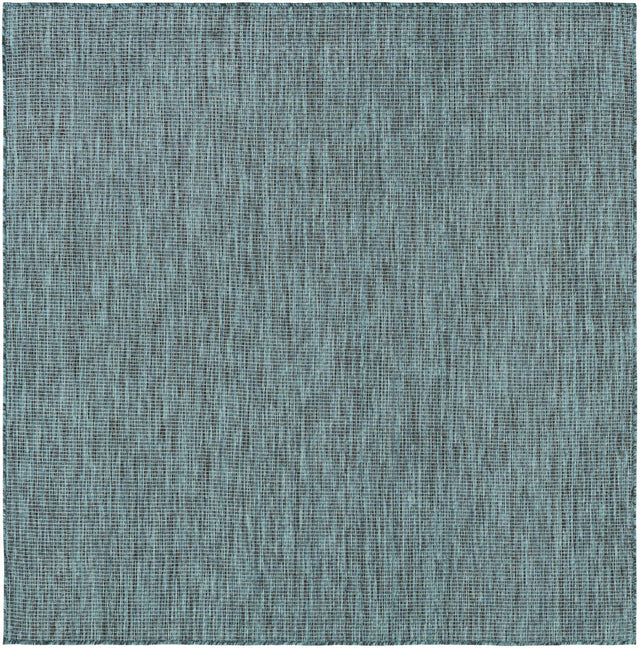 Teal 6' 1 x 6' 1 Outdoor Solid Square Area Rug Weather Resistant for Patio, Deck, Terrace, Balcony, Porch 100% Polypropylene Minimalist Waterproof Carpet for Sale at Rug Engine
