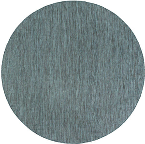 Teal 7' 10 x 7' 10 Outdoor Solid Round Area Rug Weather Resistant for Patio, Deck, Terrace, Balcony, Porch 100% Polypropylene Minimalist Waterproof Carpet for Sale at Rug Engine
