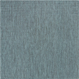 Teal 7' 10 x 7' 10 Outdoor Solid Square Area Rug Weather Resistant for Patio, Deck, Terrace, Balcony, Porch 100% Polypropylene Minimalist Waterproof Carpet for Sale at Rug Engine