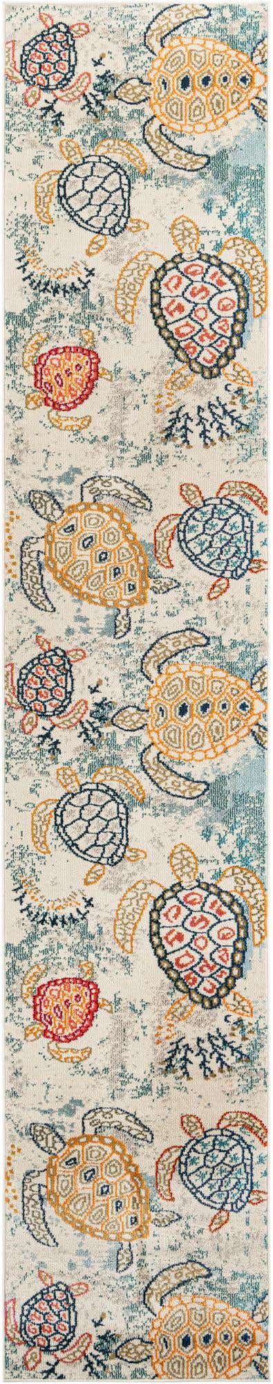 Beige 2' 7 x 13' 1 Positano Runner Area Rug Coastal Marine Beach Design Carpet for Modern Living Rooms, Dining, Bedroom, Office for Sale at Rug Engine