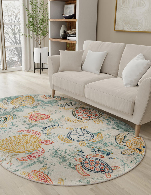 Beige 5' x 8' Positano Oval Area Rug Coastal Marine Beach Design Carpet for Modern Living Rooms, Dining, Bedroom, Office for Sale at Rug Engine