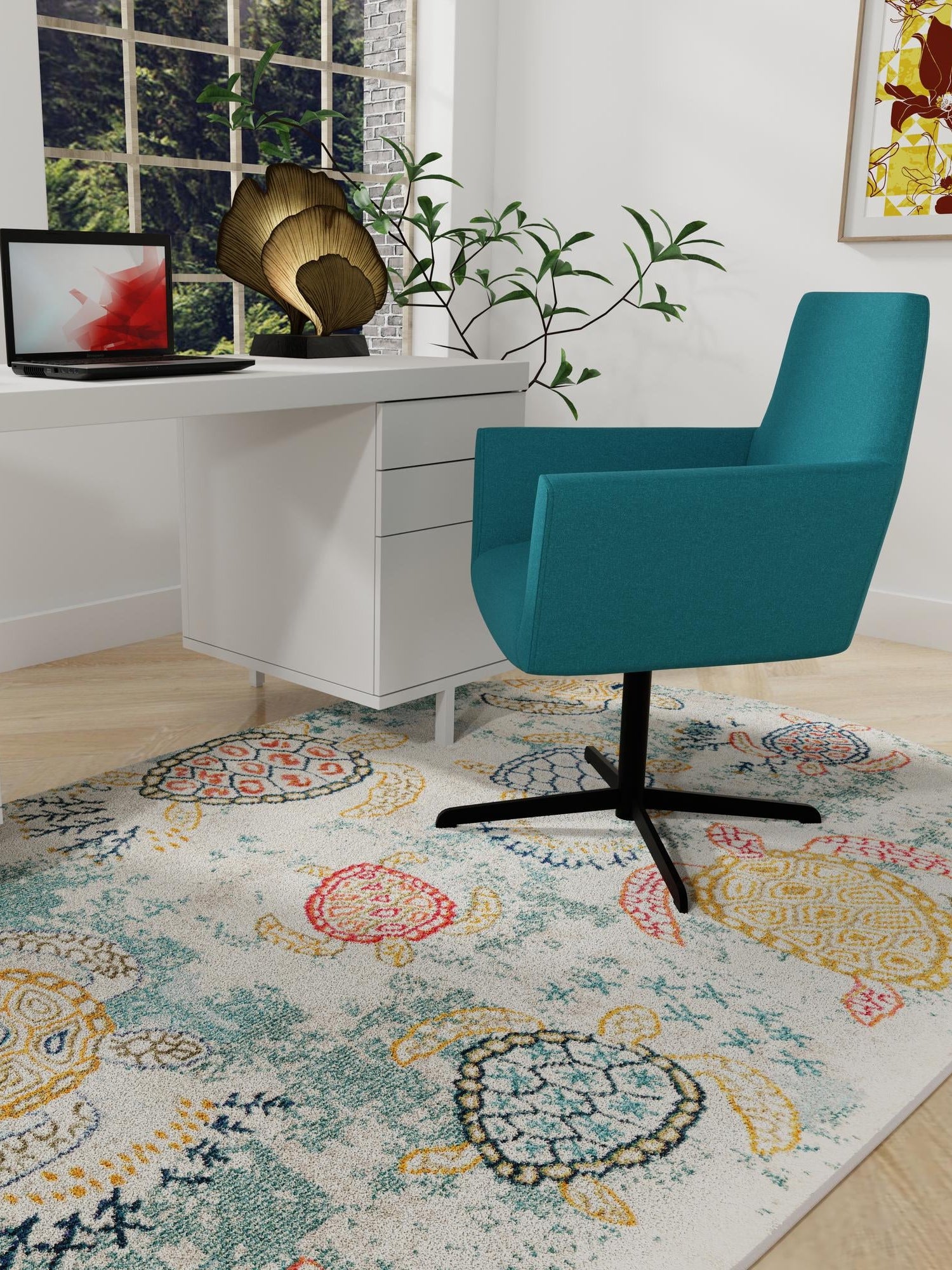 Beige 7' 10 x 10' Positano Oval Area Rug Coastal Marine Beach Design Carpet for Modern Living Rooms, Dining, Bedroom, Office for Sale at Rug Engine