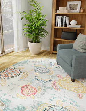 Beige 5' x 8' Positano Oval Area Rug Coastal Marine Beach Design Carpet for Modern Living Rooms, Dining, Bedroom, Office for Sale at Rug Engine