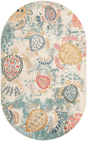 Beige 5' x 8' Positano Oval Area Rug Coastal Marine Beach Design Carpet for Modern Living Rooms, Dining, Bedroom, Office for Sale at Rug Engine