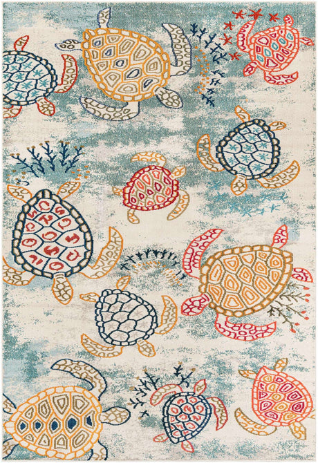 Beige 7' 1 x 10' Positano Rectangle Area Rug Coastal Marine Beach Design Carpet for Modern Living Rooms, Dining, Bedroom, Office for Sale at Rug Engine
