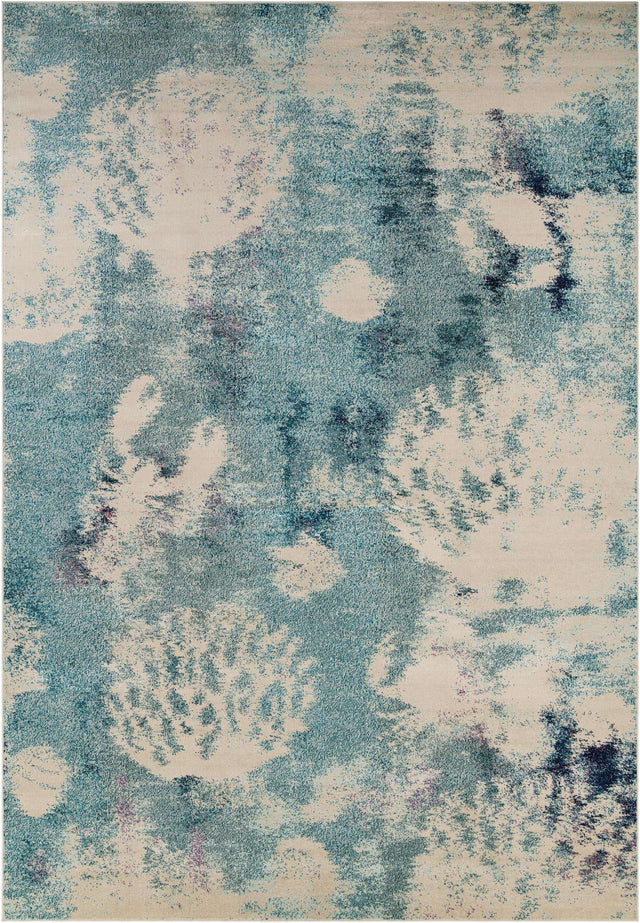 Light Blue 10' x 14' 1 Positano Rectangle Area Rug Coastal Marine Beach Design Carpet for Modern Living Rooms, Dining, Bedroom, Office for Sale at Rug Engine