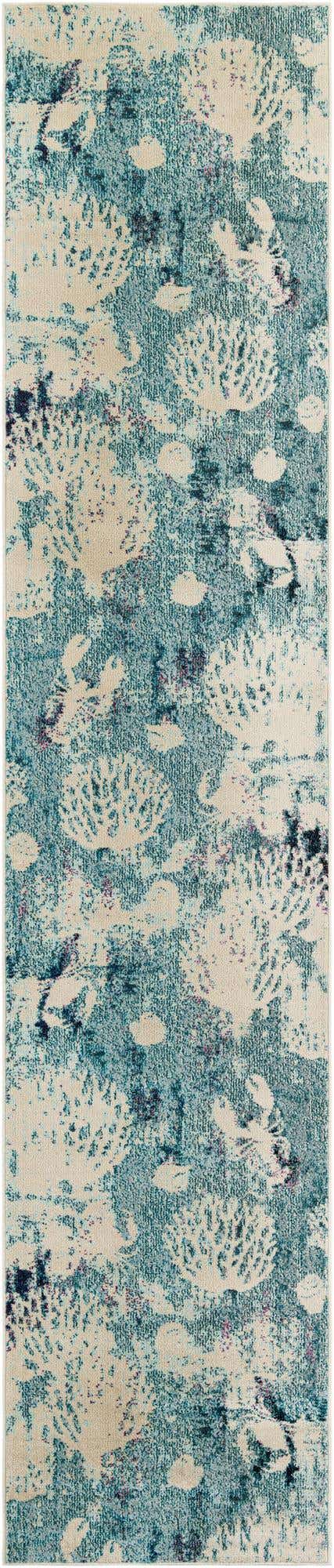 Light Blue 2' 7 x 13' 1 Positano Runner Area Rug Coastal Marine Beach Design Carpet for Modern Living Rooms, Dining, Bedroom, Office for Sale at Rug Engine