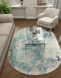 Light Blue 4' 1 x 6' 1 Positano Oval Area Rug Coastal Marine Beach Design Carpet for Modern Living Rooms, Dining, Bedroom, Office for Sale at Rug Engine
