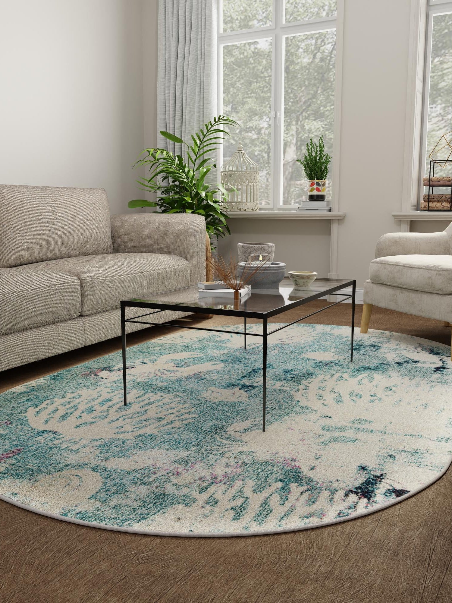 Light Blue 7' 10 x 10' Positano Oval Area Rug Coastal Marine Beach Design Carpet for Modern Living Rooms, Dining, Bedroom, Office for Sale at Rug Engine