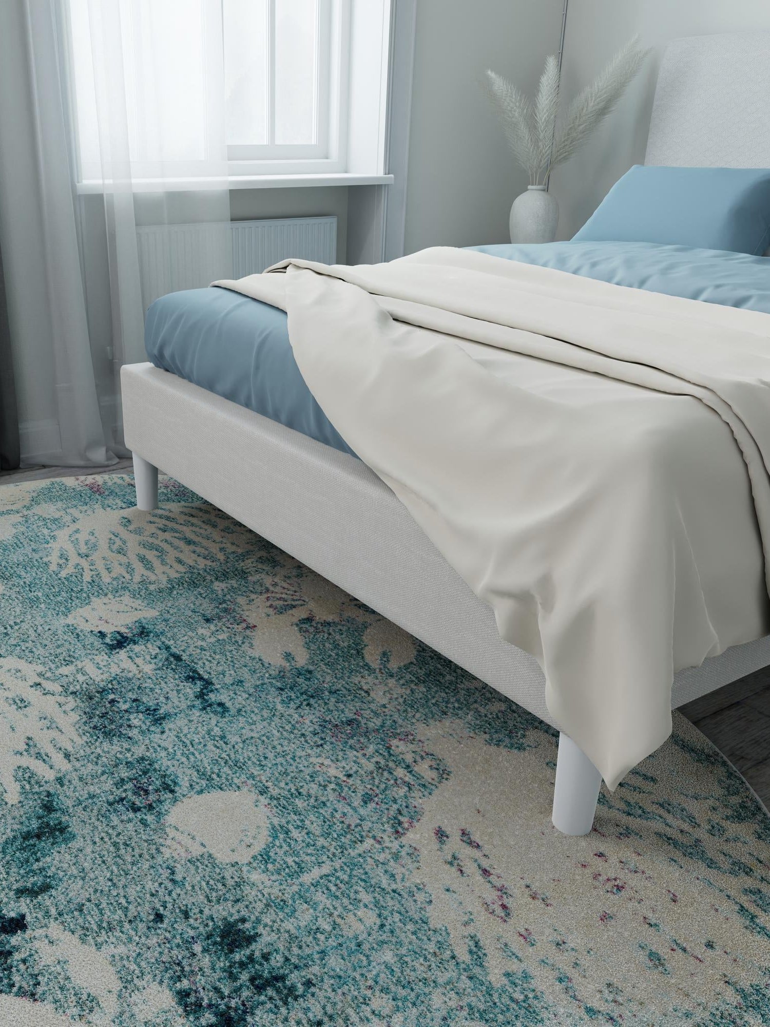 Light Blue 5' x 8' Positano Oval Area Rug Coastal Marine Beach Design Carpet for Modern Living Rooms, Dining, Bedroom, Office for Sale at Rug Engine